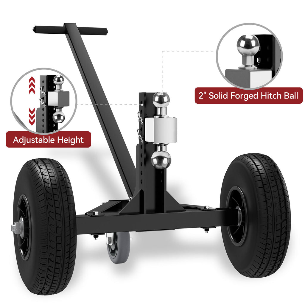 YITAMOTOR® Trailer Dolly with 2" and 1-7/8" Hitch Ball, 1200 lbs Tongue Weight Capacity, Adjustable Trailer Dolly with 2pcs 16" Pneumatic Versus Tires and 1pc 6" Pneumatic Versus Tires