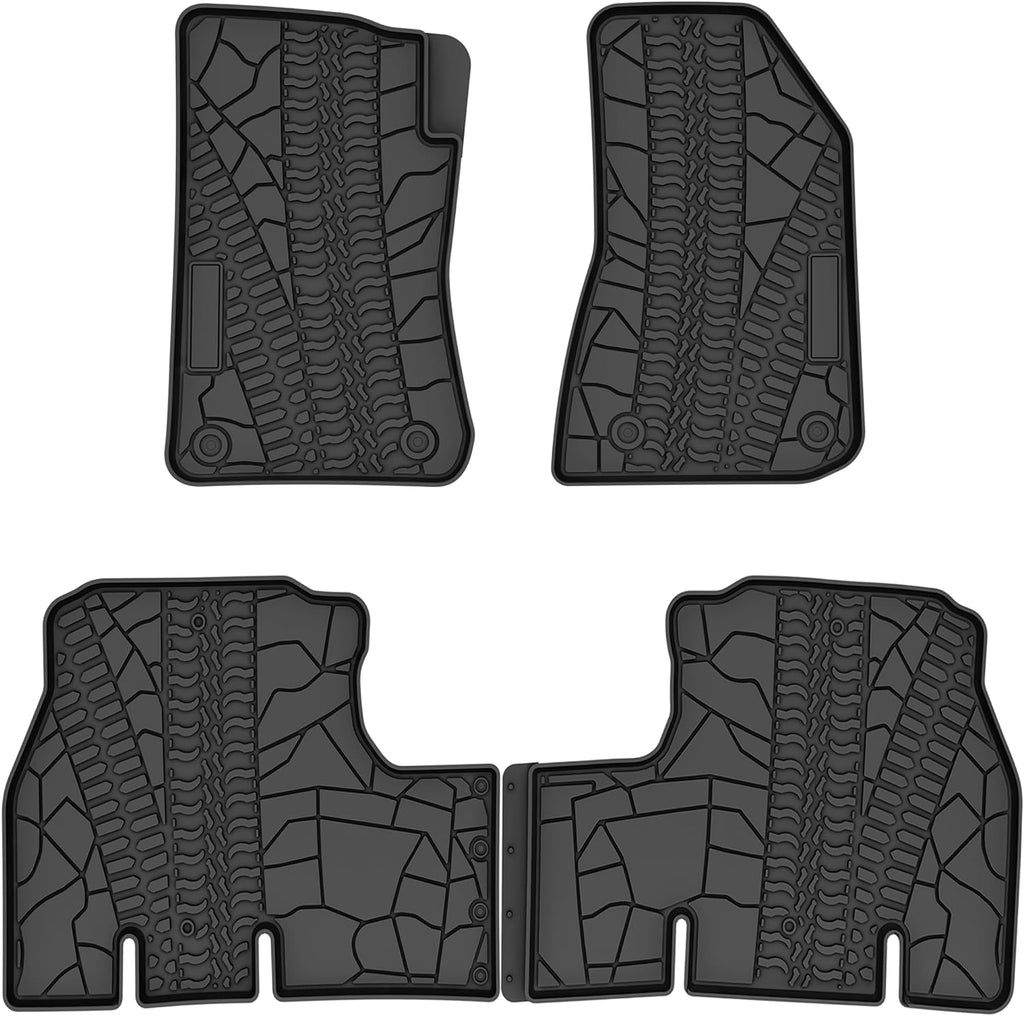 YITAMOTOR® 2D Floor Mats Compatible with 2018-2024 Jeep Wrangler JL All-Weather Liners 3pcs