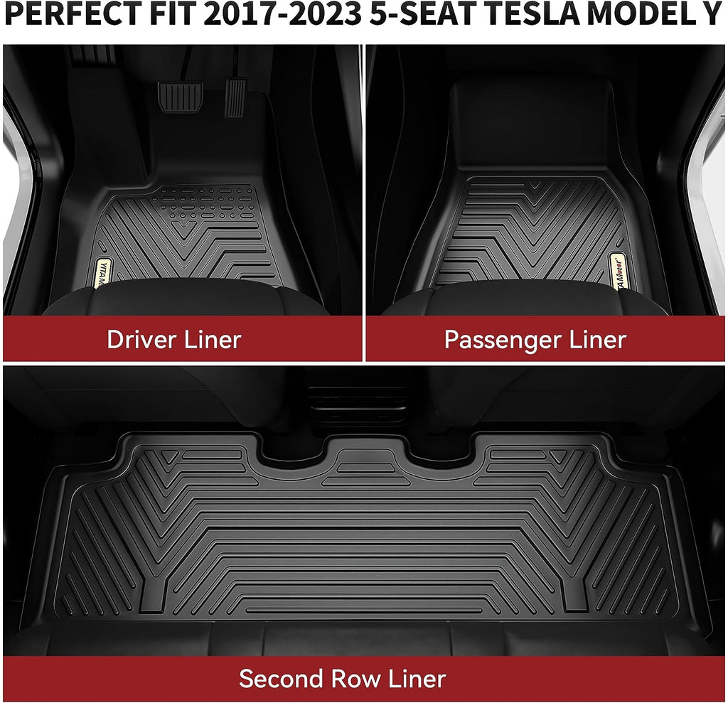 YITAMOTOR® All Weather Floor Mats Cargo Liners for 2020-2024 Tesla Model Y Front Rear Black