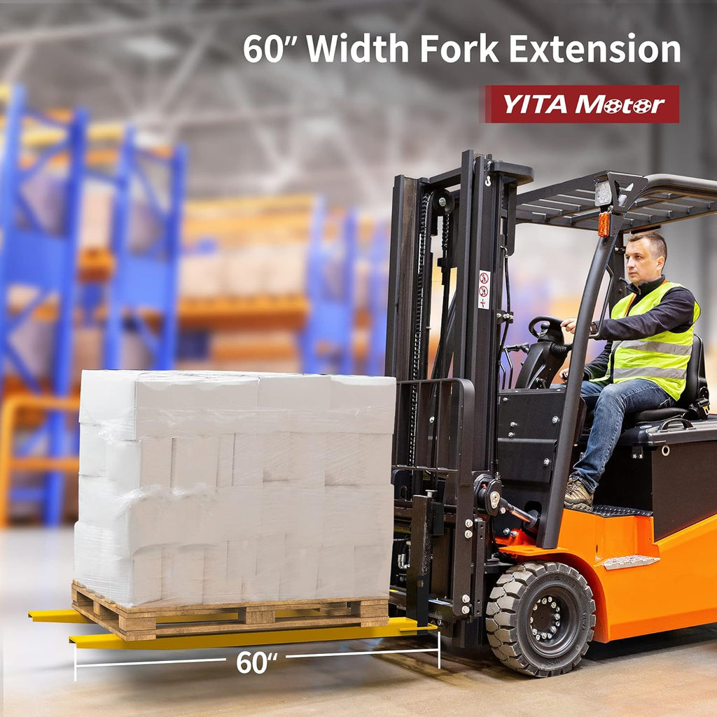 YITAMOTOR® Pallet Fork Extension 60 Inch Length 4.5 Inch Width, Heavy Duty Steel Pallet Extensions for Forklift Truck, Yellow