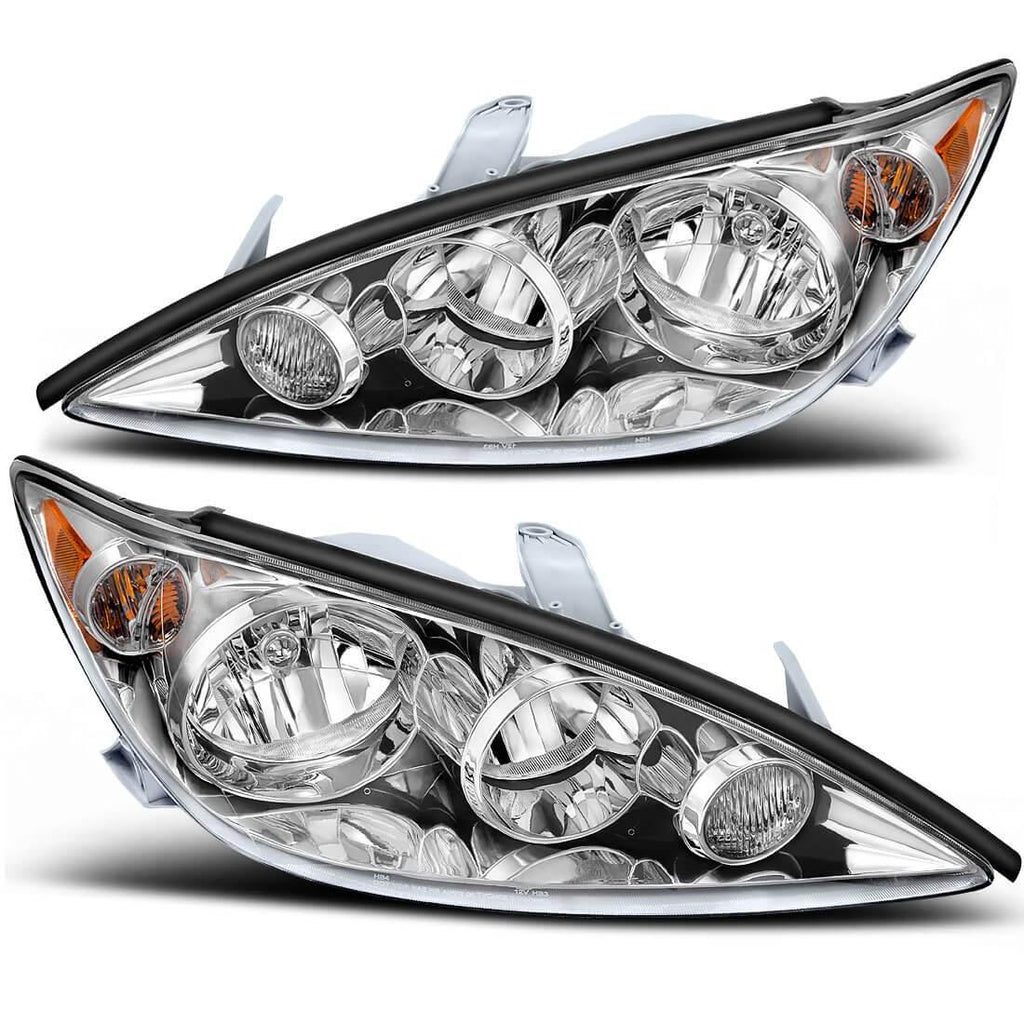 YITAMOTOR® 2005-2006 Toyota Camry LE SE XLE Chrome Headlights Assembly with Amber Reflector(Driver and Passenger Side) - YITAMotor