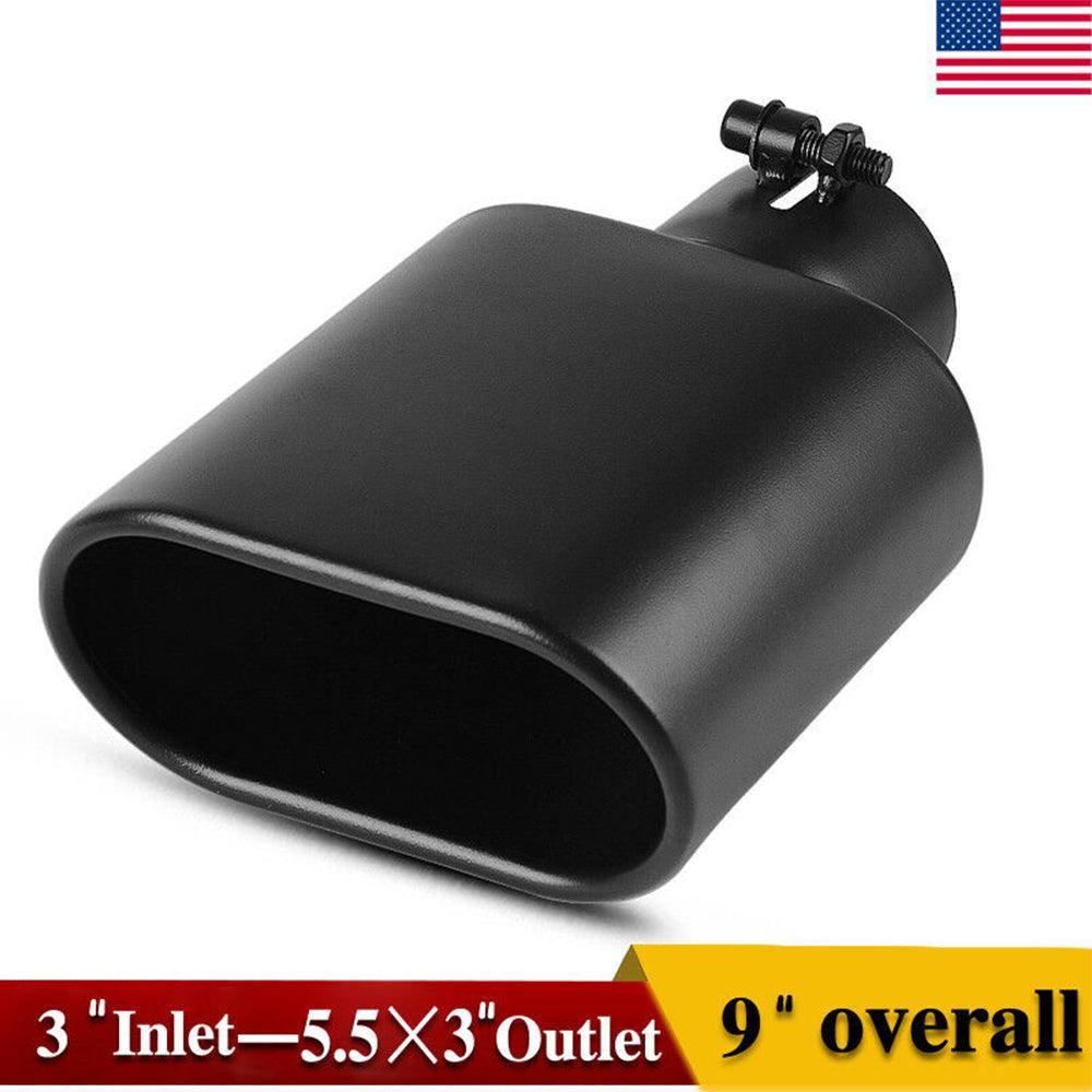 YITAMOTOR® 2.5'' Inlet 5.5''x3'' Outlet 9'' Long Bolt-on Oval Black Stainless Steel Exhaust Tip - YITAMotor