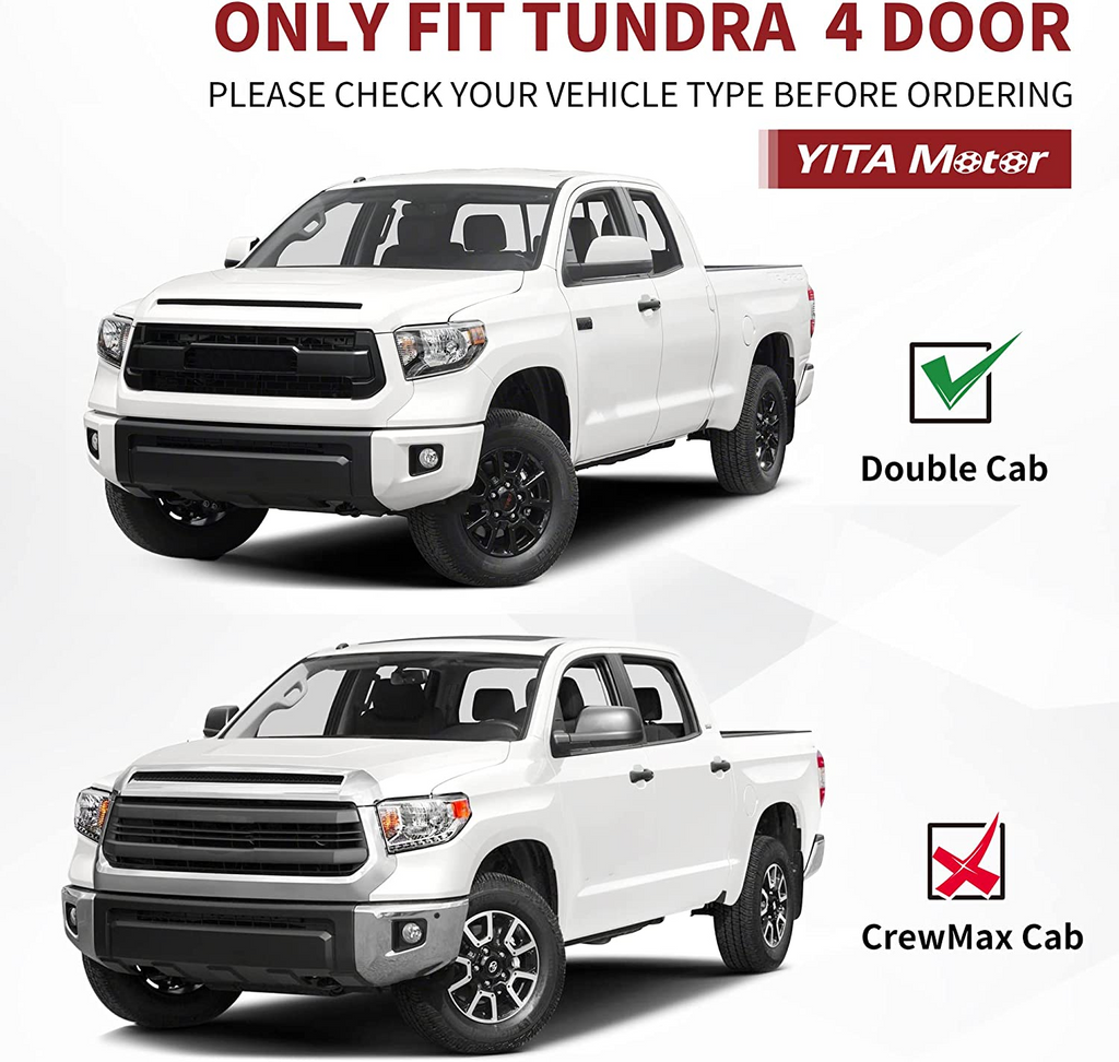 YITAMOTOR® 2022-2024 Toyota Tundra Double Cab Drop Running Boards, Black Powder Coated Nerf Bars