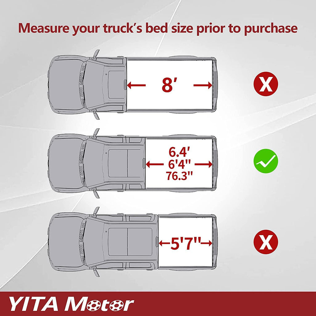 YITAMOTOR® Soft Quad Fold 02-24 Ram 1500 Classic/New body, Fleetside 6.4 ft Bed Without Rambox Truck Bed Tonneau Cover