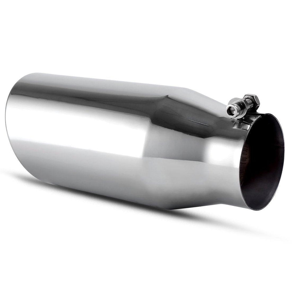 3.5'' Inlet 5'' Outlet 12'' Long Diesel Exhaust Tip Bolt On Chrome Stainless Steel - YITAMotor