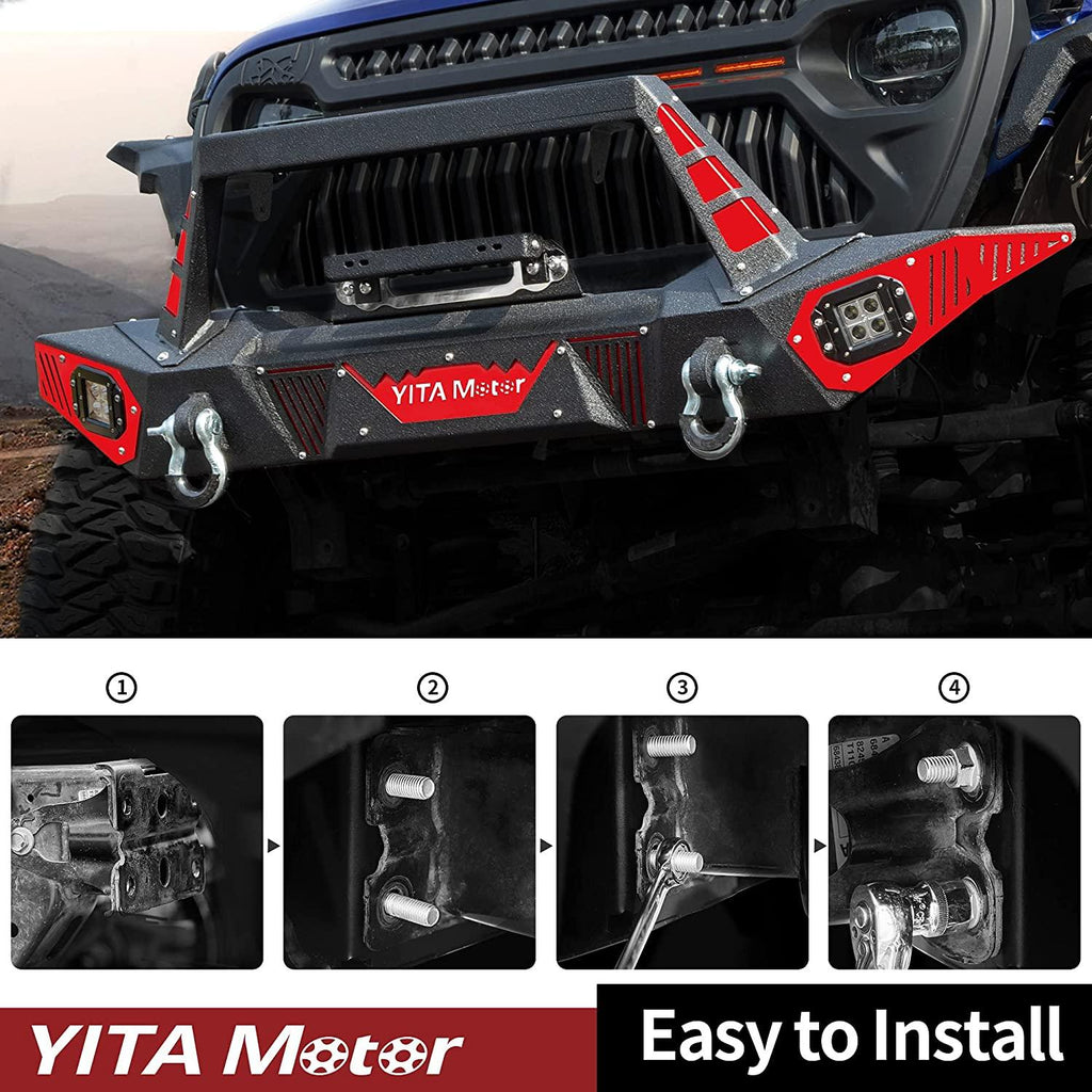 YITAMOTOR® Front Bumper for 2018-2024 Jeep Wrangler JL / 2020-2023 Jeep Gladiator