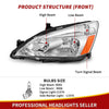 YITAMOTOR® 2003-2007 Honda Accord Headlight Assembly OE Headlamp Chrome Housing Clear Lens - YITAMotor