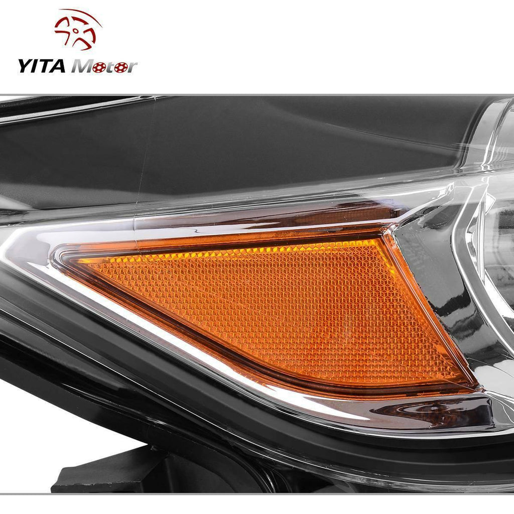 YITAMOTOR® 2015-2017 Ford Mustang Headlight Assembly Black Housing with Amber Reflector Clear Lens - YITAMotor