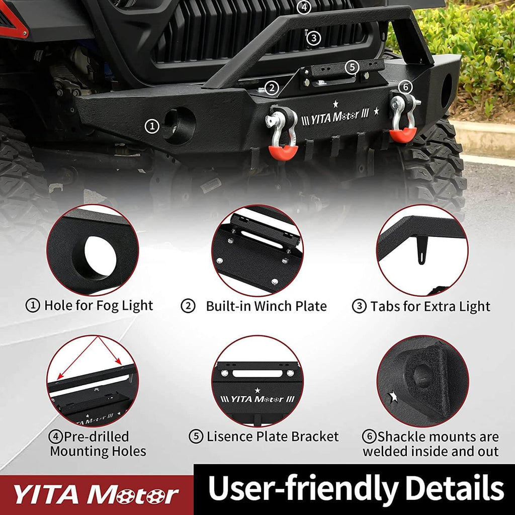 Jeep Wrangler front bumper w/ fog light holes & winch plate