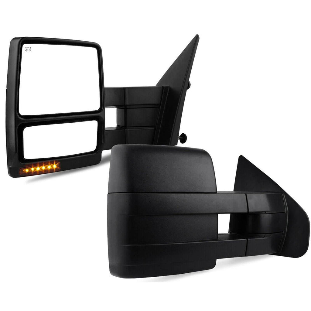 YITAMOTOR® Pair Power Heated Tow Mirrors For 07-14 Ford F150 Pickup LED Turn Signal Puddle
