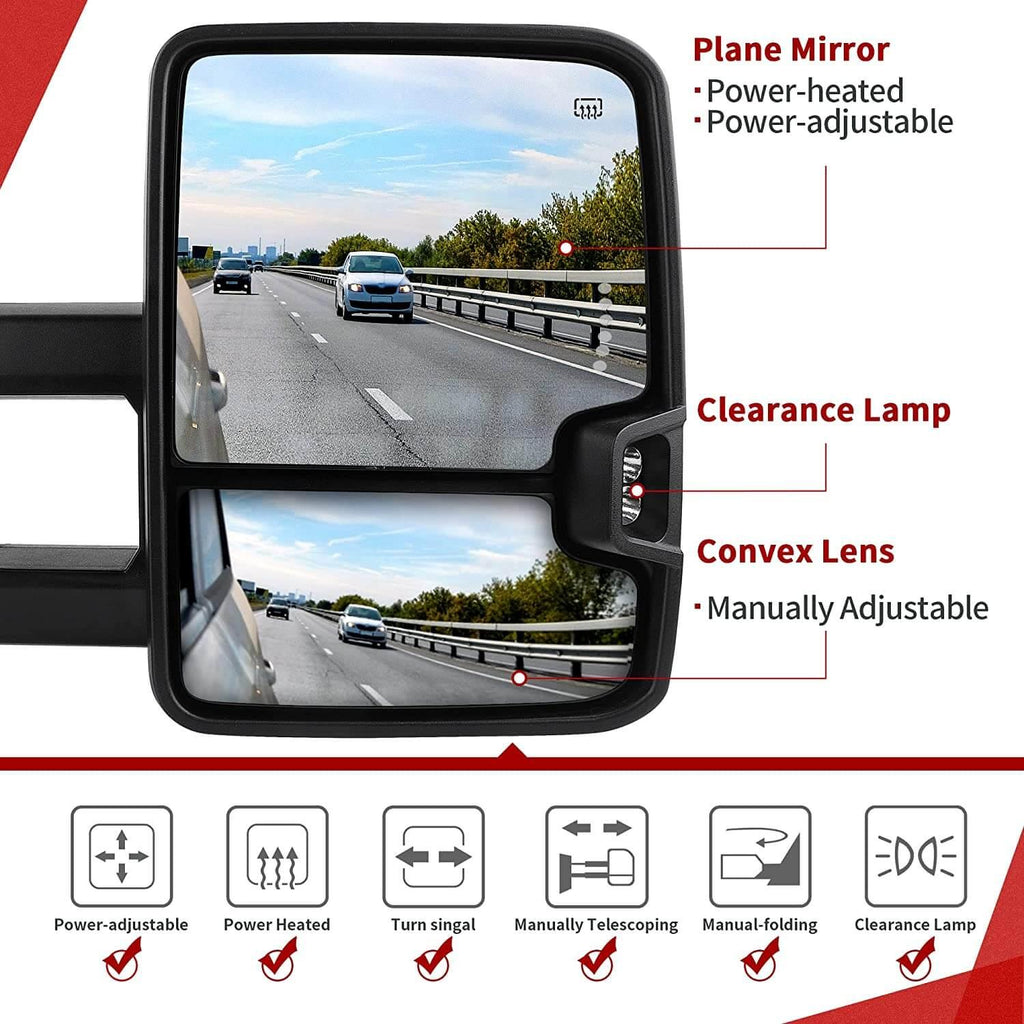 Silverado Sierra towing mirrors w/ plane mirror and convex mirror