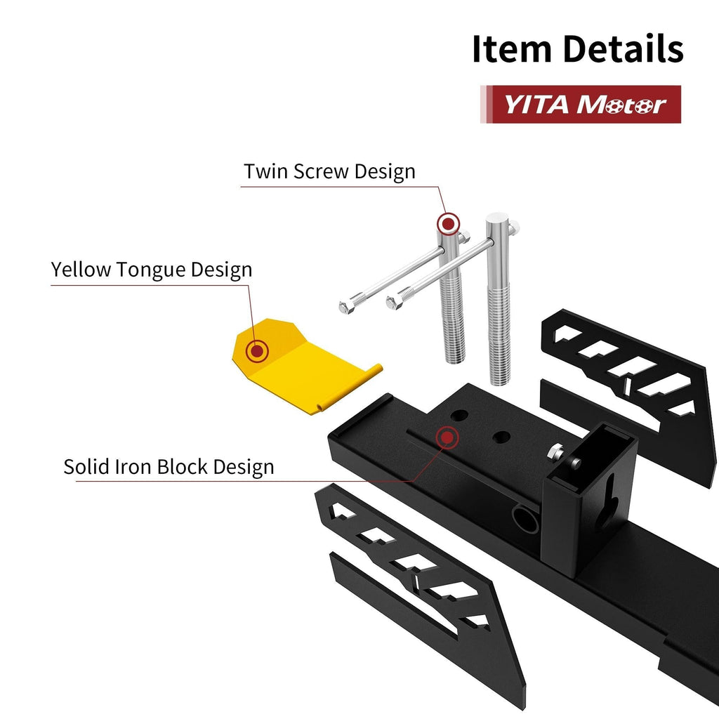 YITAMOTOR® 43" 1500 lbs Clamp-on Pallet Forks with Anti-roll Bar & justable Stabilizer Bar