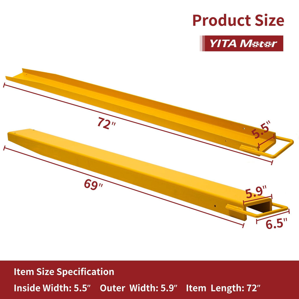 YITAMOTOR® 72" Length 5.5" Width Pallet Fork Extension