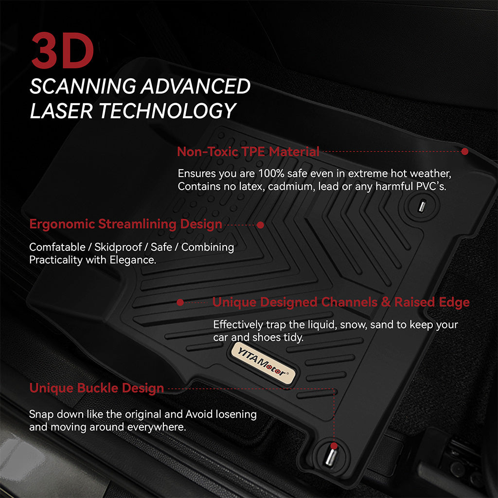 YITAMOTOR® All-Weather Floor Mats for 2013-2017 Honda Accord Sedans, 1st & 2nd Row Protection Liners