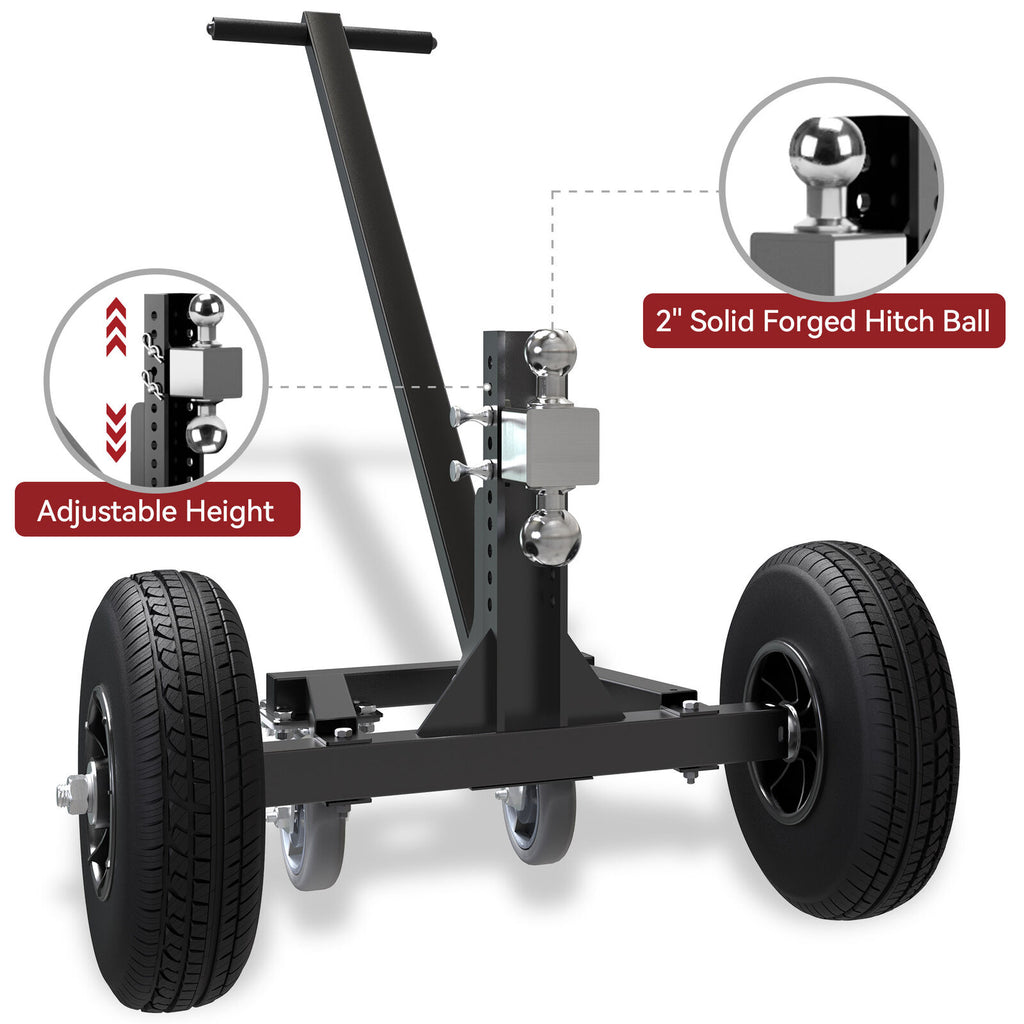 YITAMOTOR® Trailer Dolly with 2" and 1-7/8" Hitch Ball, Adjustable Trailer Dolly with 2pcs 16" Flat-Free Tires and 2pcs 6" Swivel Casters
