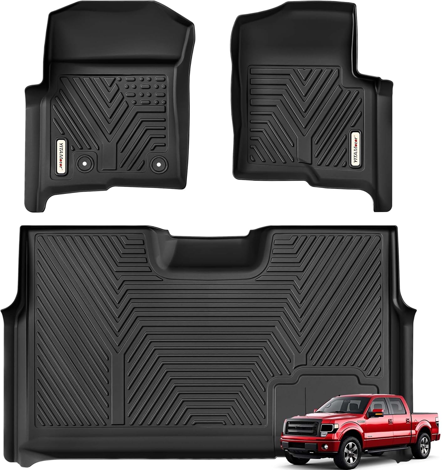 Ford F 150 F 250 F 350 F 450 F 550 2015 2019 Custom Fit Black TPE All Weather Floor Mats for 2010 2014 Ford F 150 SuperCrew Crew Cab 1st