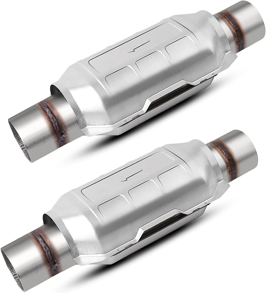 YITAMOTOR® ATCC00042 2-Pack Universal Catalytic Converter, 2.5" Inlet/Outlet Catalytic Converter with Heat Shield, Stainless Steel Shell (EPA Compliant)