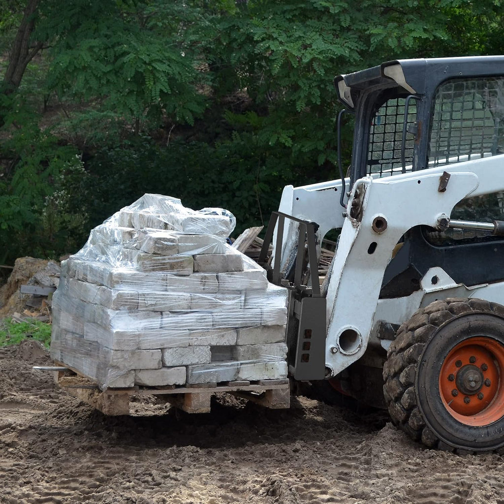 Accesorio de marco de horquilla para paletas de 2500 libras, marco de horquilla para paletas de dirección deslizante de 45" con receptor de enganche de 2" y mangas de lanza para cargadores, tractores, montaje de tacómetro rápido