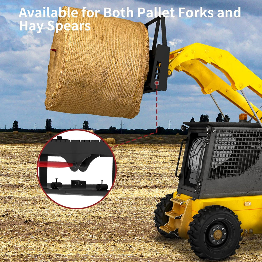 2500lbs Pallet Fork Frame Attachment, 45" Skid Steer Pallet Fork Frame with 2" Hitch Receiver & Spear Sleeves for Loaders Tractors Quick Tach Mount