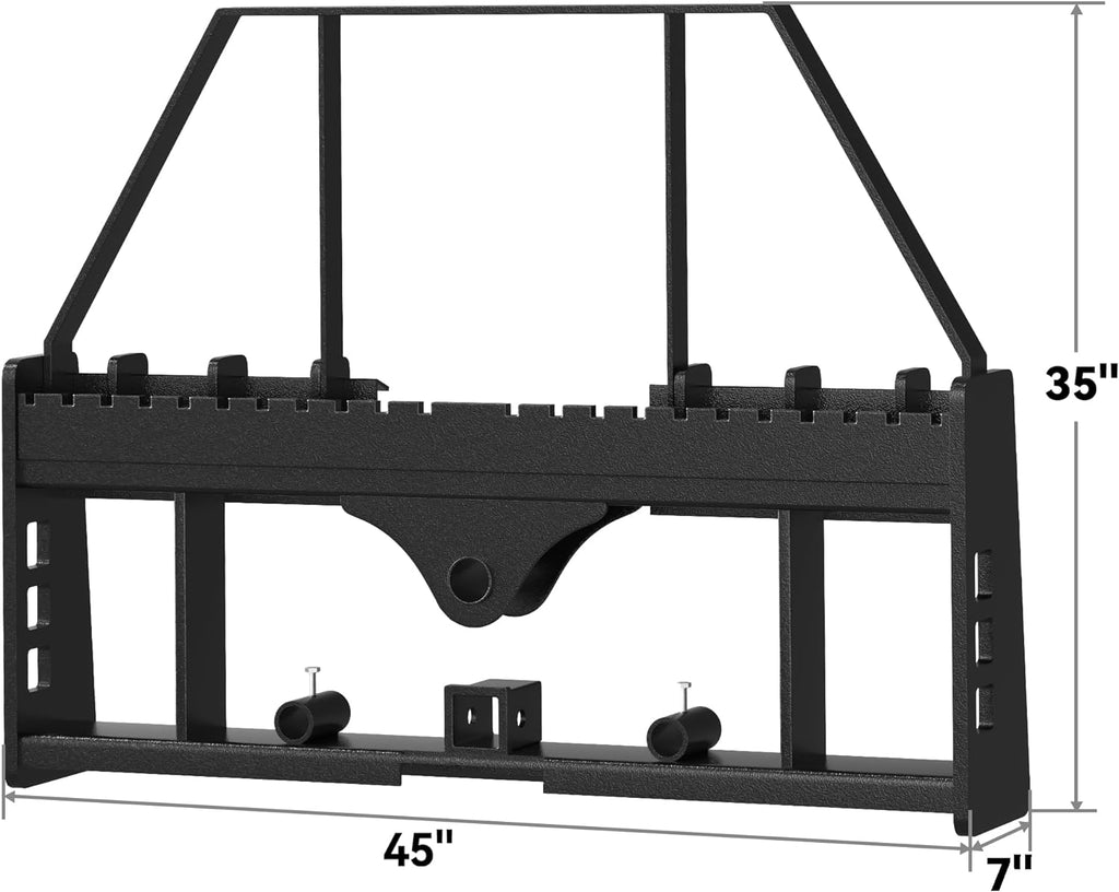 2500lbs Pallet Fork Frame Attachment, 45" Skid Steer Pallet Fork Frame with 2" Hitch Receiver & Spear Sleeves for Loaders Tractors Quick Tach Mount