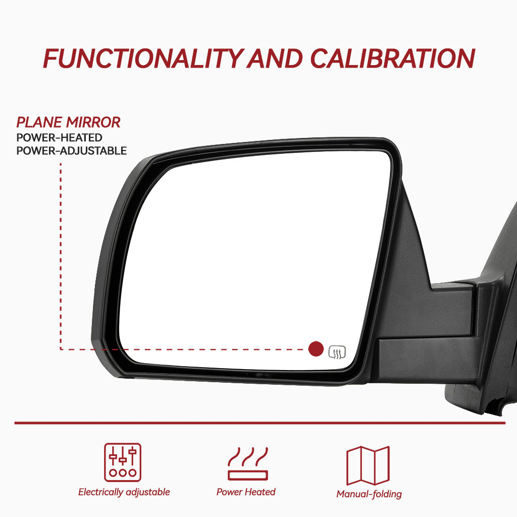 YITAMOTOR® Espejo lateral izquierdo del conductor para Toyota Tundra 2007-2013, plegable manual con calefacción eléctrica
