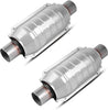 YITAMOTOR® 2 Pack 2" Inlet/Outlet Universal Catalytic Converter with Heat Shield, Stainless Steel Shell (EPA Compliant)