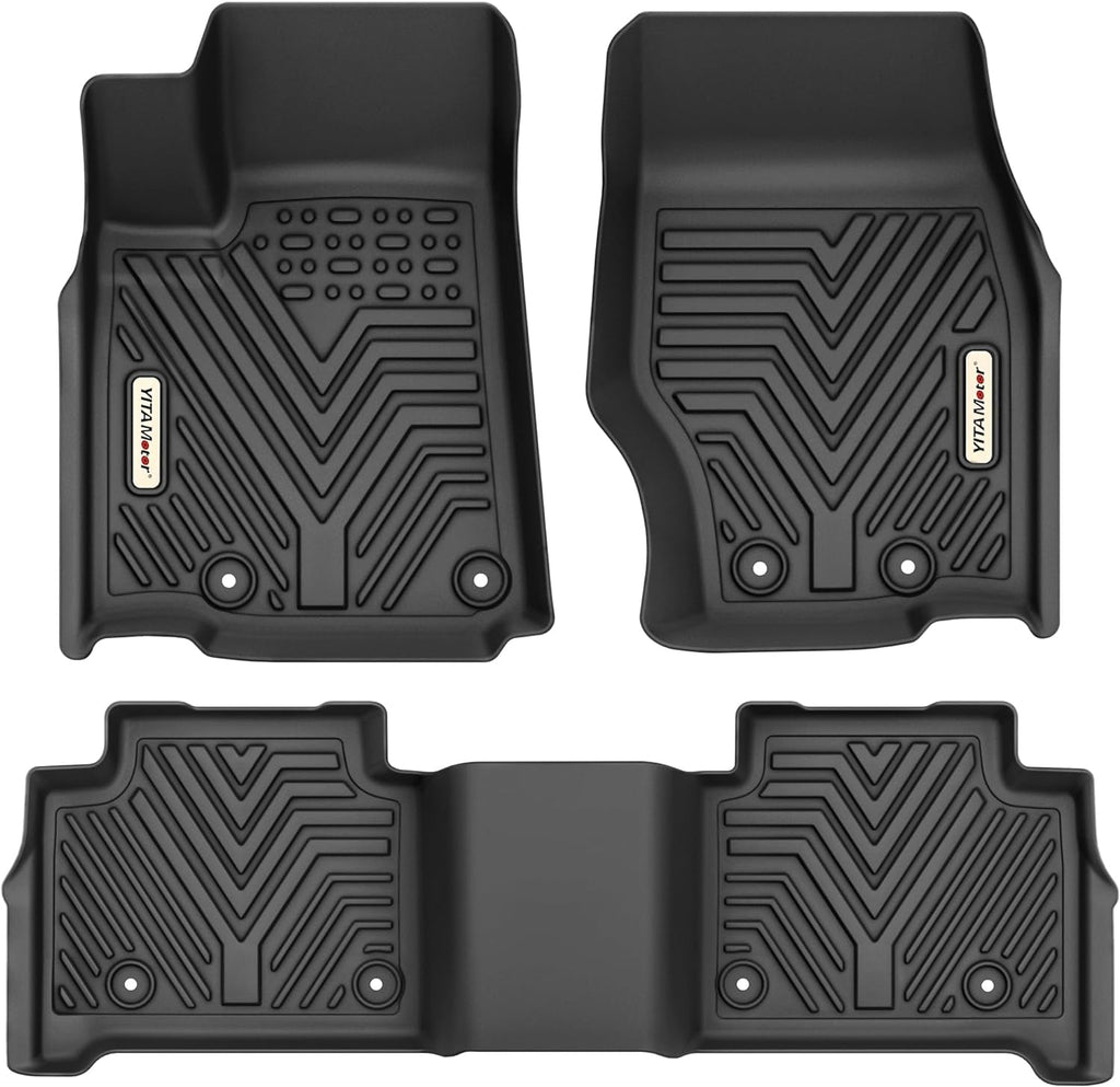YITAMOTOR® Floor Mats for 2022-2024 Jeep Grand Cherokee (Non L) Custom Fit Jeep Grand Cherokee TPE All Weather 1st and 2nd Row Full Set Car Mats Accessories, Black