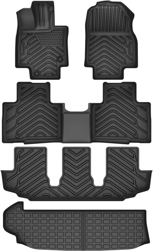 YITAMOTOR® Floor Mats for 2020-2023 Toyota Highlander w/Center Console (Not for Hybrid), Custom Fit for Toyota Highlander Floor Mats Liners & Cargo Liner Set TPE Waterproof Car Accessories, Black