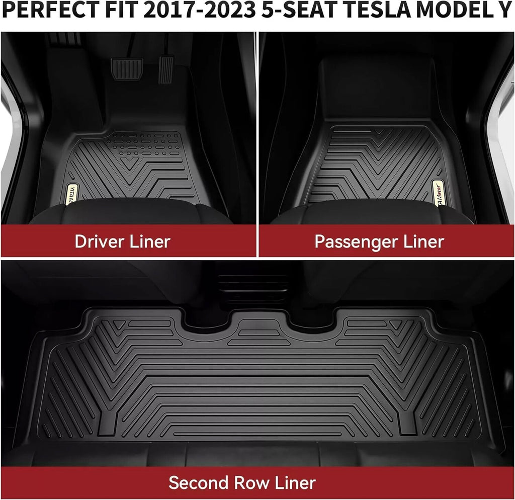YITAMOTOR® 3D TPE All-Weather Floor Mats & Cargo Liner Full Set for 2020-2024 Tesla Model Y, Waterproof Protection