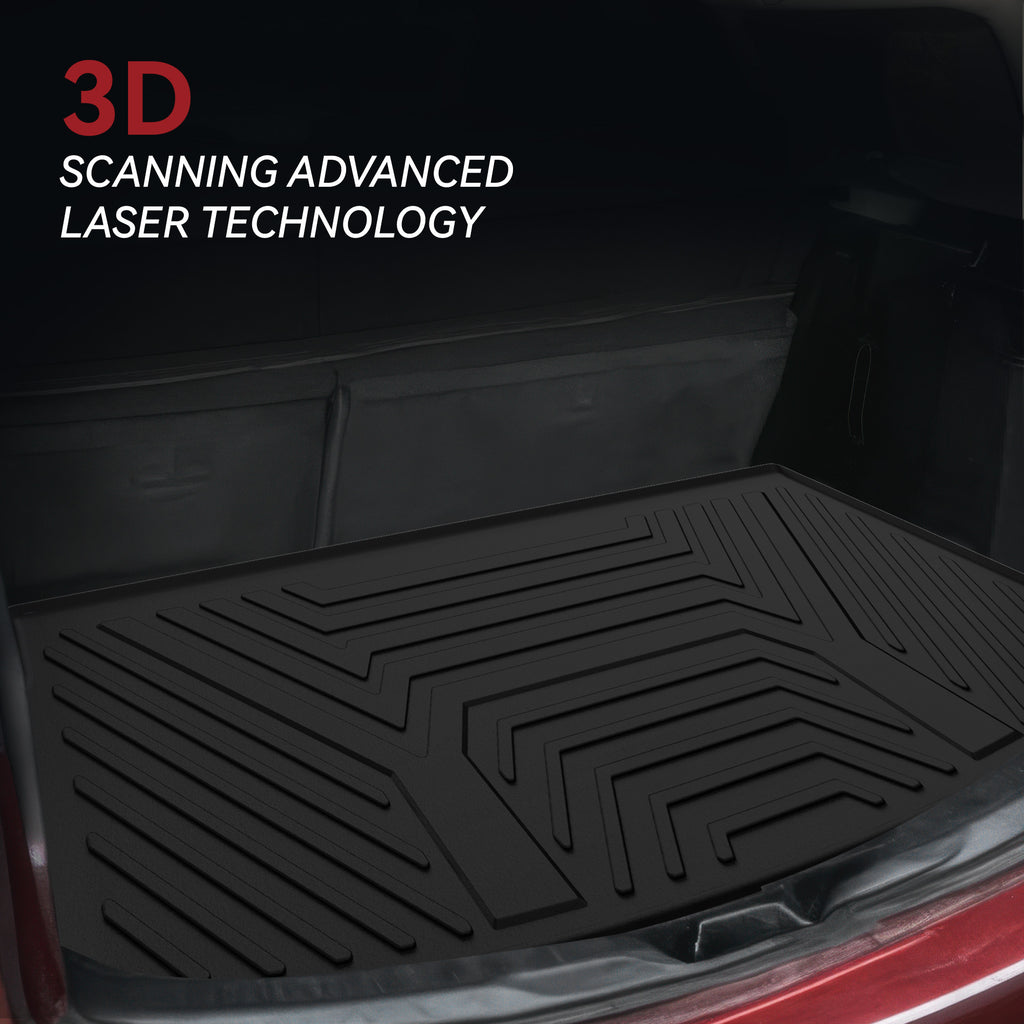 YITAMOTOR® Custom-Fit Black TPE All-Weather Cargo Mats for 2018-2023 Chevrolet Traverse, Full Trunk Liner Protection