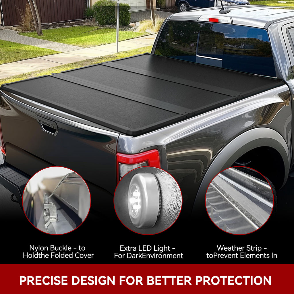 YITAMOTOR® 6ft Hard Tri-Fold Tonneau Cover for 2016-2023 Toyota Tacoma, Pickup Truck Bed Top