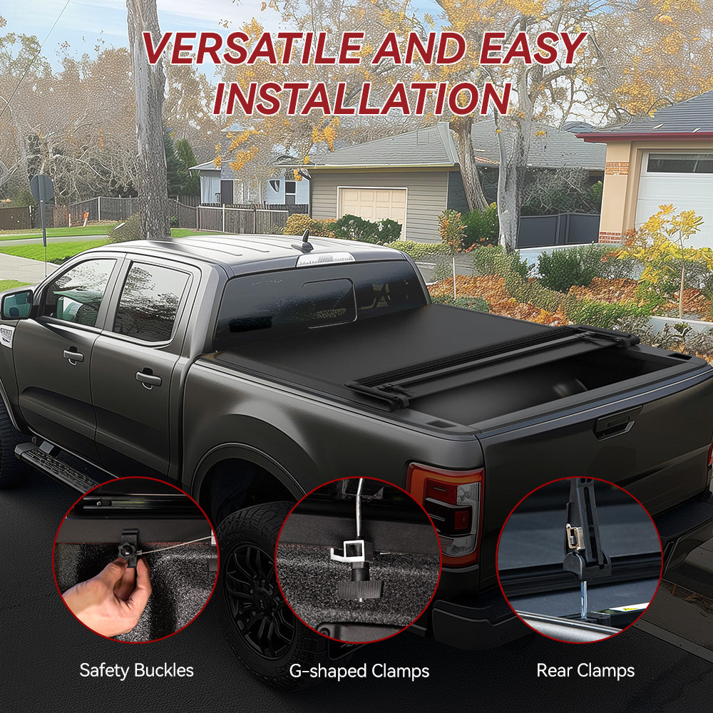 YITAMOTOR® Tri-Fold Soft Truck Bed Tonneau Cover Compatible with 2005-2024 Nissan Frontier 5 ft Bed