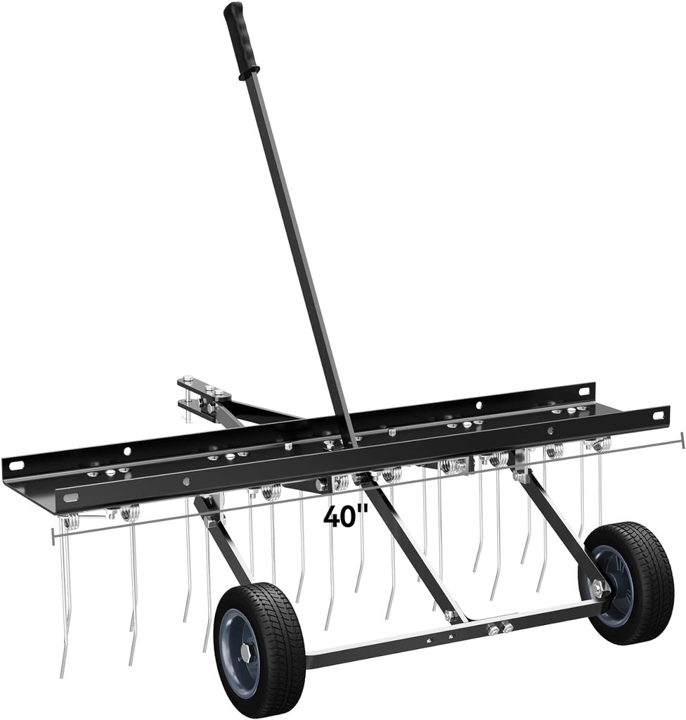 40" dethatcher Tow Behind Lawn rake Lawn Sweeper,Black