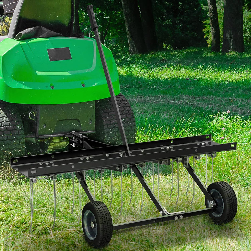 40" dethatcher Tow Behind Lawn rake Lawn Sweeper,Black