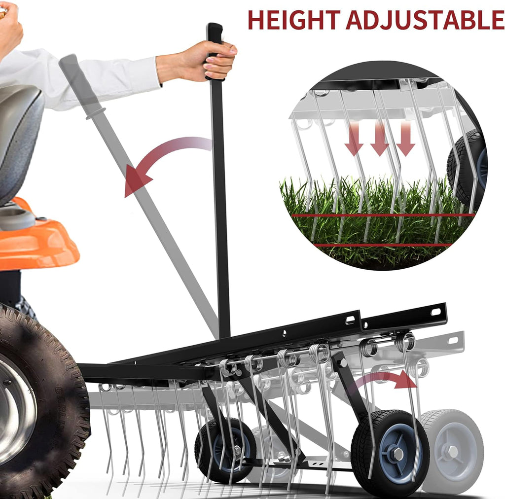 40" dethatcher Tow Behind Lawn rake Lawn Sweeper,Black