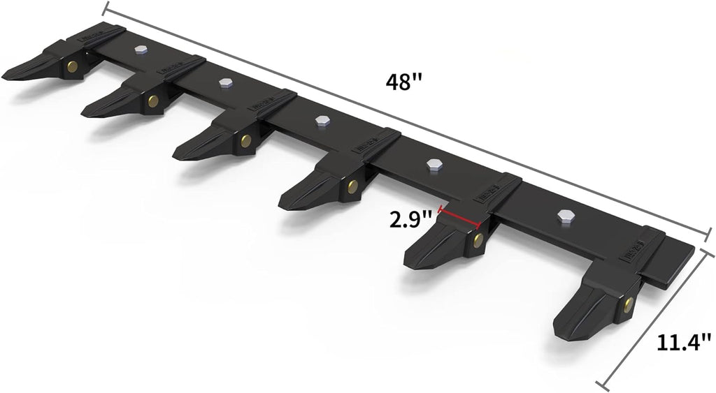 Bucket Tooth Bar, Tractor Bucket Teeth, 48" Steel Bucket Tooth Kit for Loader Tractor, Bolt On Design for Bucket Protection and Soil Excavation