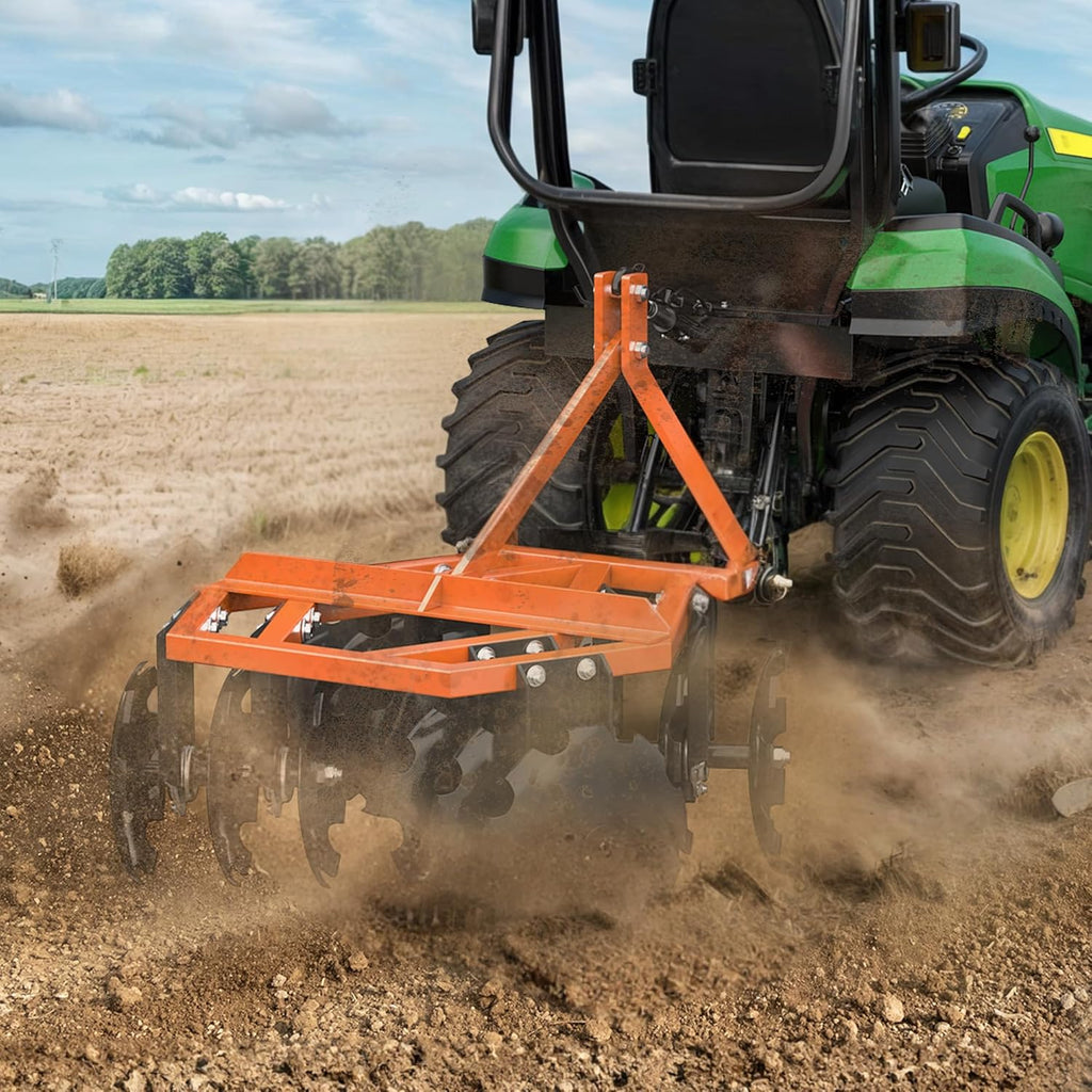YITAMOTOR® 4 FT Notched Disc Harrow Plow, Category 1,Category 0, 3 Point, for Kubota, BX, LM25H, WLM Tractor, NorTrac, Yanmar, Kioti, Cat, John Deere