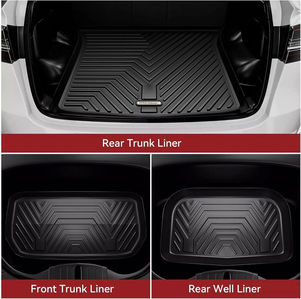 YITAMOTOR® 3D TPE All-Weather Floor Mats & Cargo Liner Full Set for 2020-2024 Tesla Model Y, Waterproof Protection