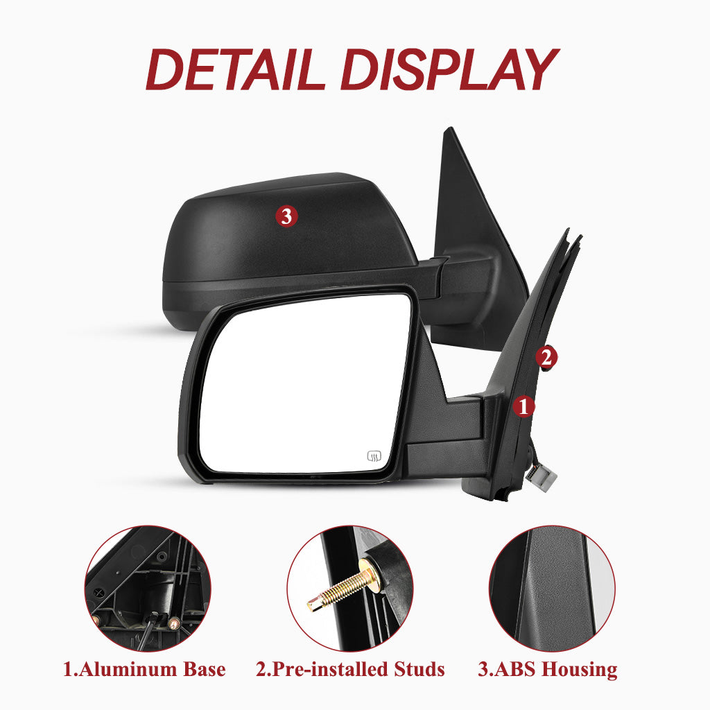 YITAMOTOR® Espejo lateral izquierdo del conductor para Toyota Tundra 2007-2013, plegable manual con calefacción eléctrica