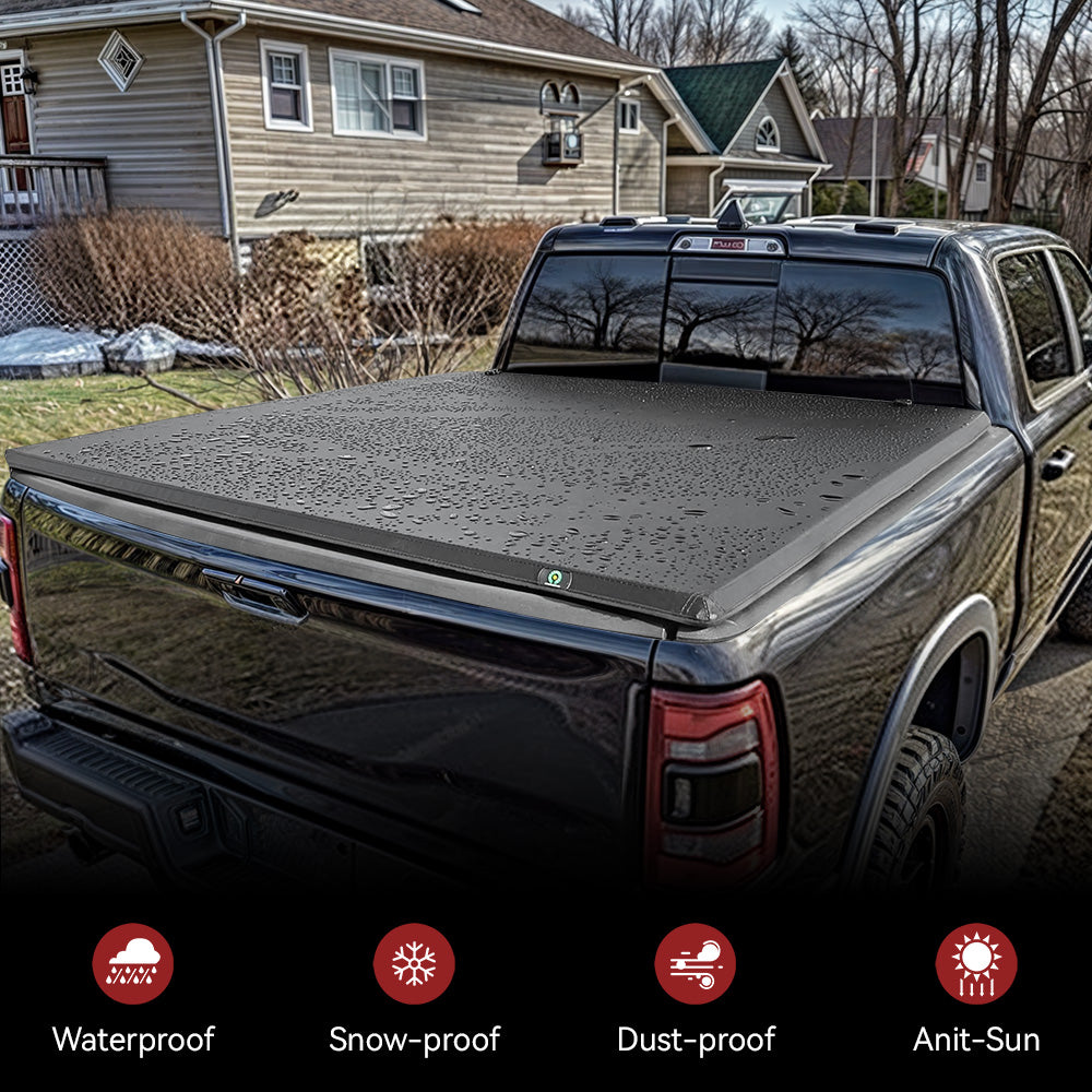 YITAMOTOR® Tri-Fold Soft Truck Bed Tonneau Cover Compatible with 2005-2024 Nissan Frontier 5 ft Bed