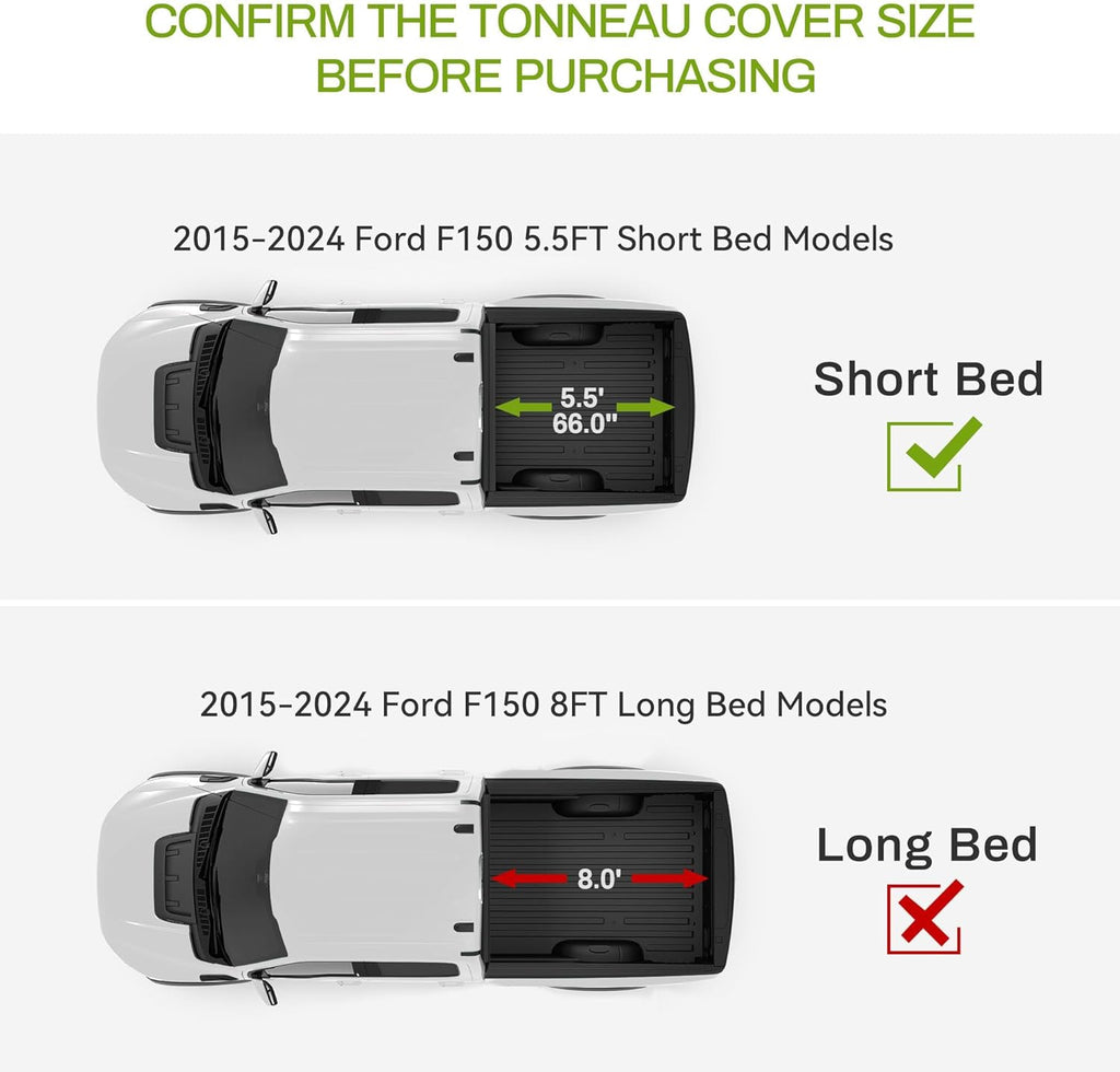 Alfombrilla para cama compatible con Ford F150 2015-2024 de 5.5 pies (66 pulgadas) de cama corta, forro para caja de camioneta para accesorios F-150, accesorios de protección para todo tipo de clima, alfombrillas para caja de camión