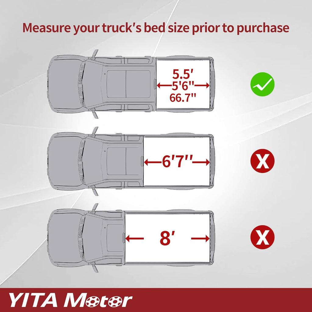 YITAMOTOR® Soft Roll Up Truck Bed Tonneau Cover Compatible with 2022 2023 2024 Toyota Tundra(Excl. Trail Edition) with Deck Rail System 5.5 ft Bed