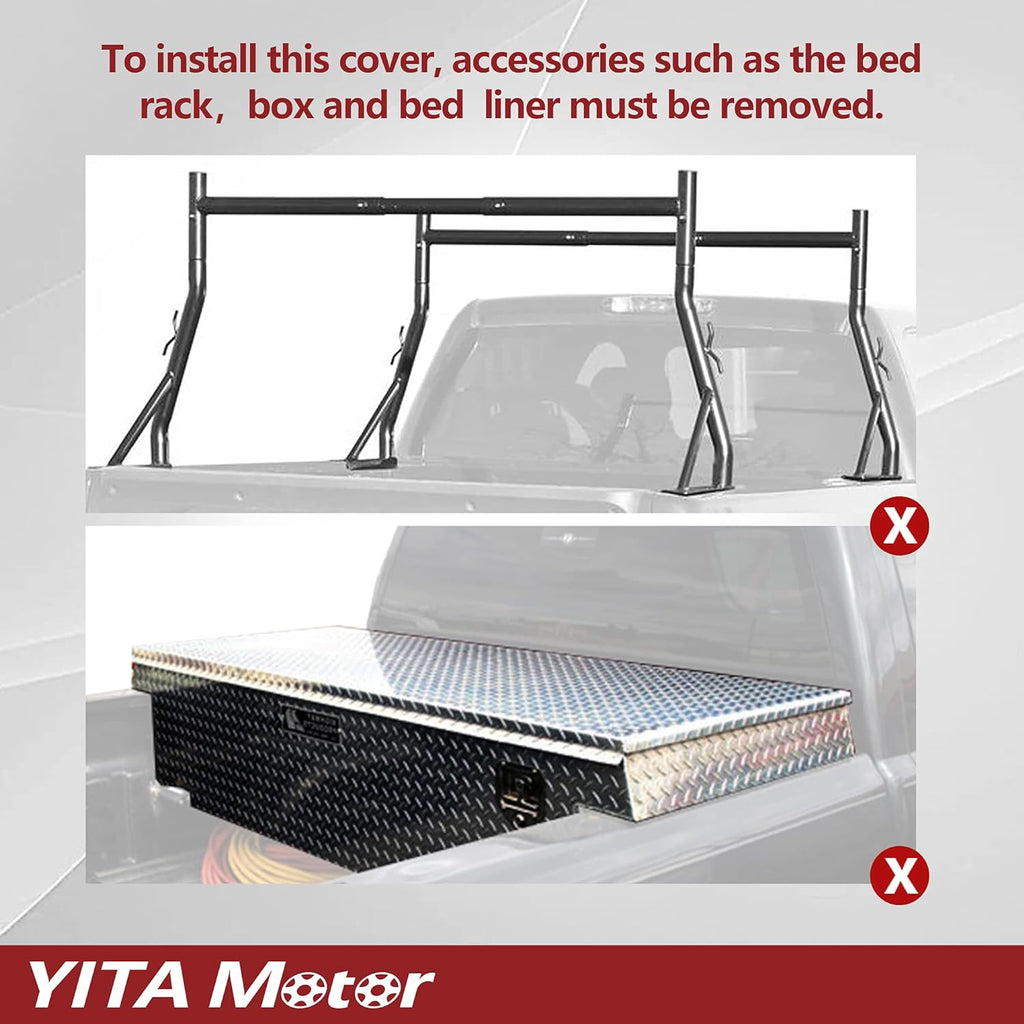 YITAMOTOR® Soft Roll Up Truck Bed Tonneau Cover Compatible with 2022 2023 2024 Toyota Tundra(Excl. Trail Edition) with Deck Rail System 5.5 ft Bed