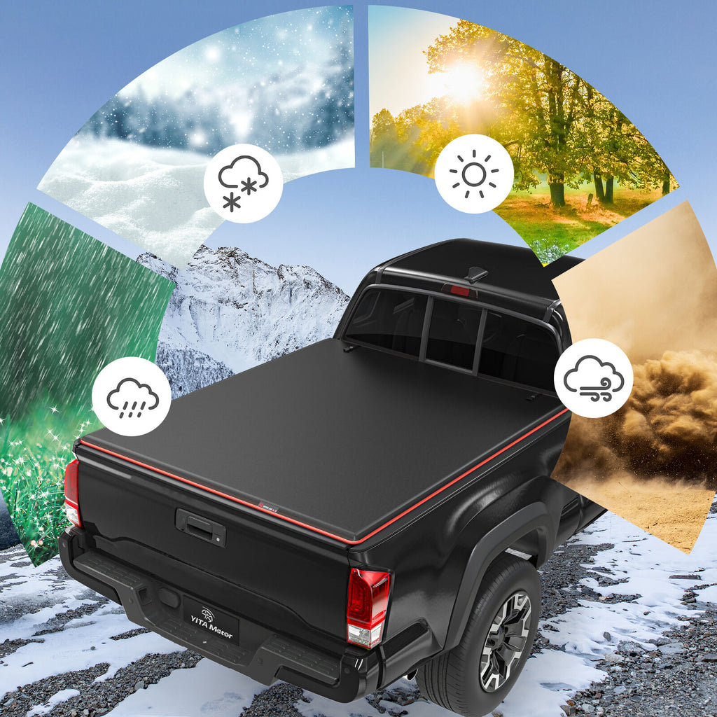 YITAMOTOR® 5.5 ft Tonneau Cover Soft 3-Fold for 2015-2024 Ford F150 Reflective Strip Style