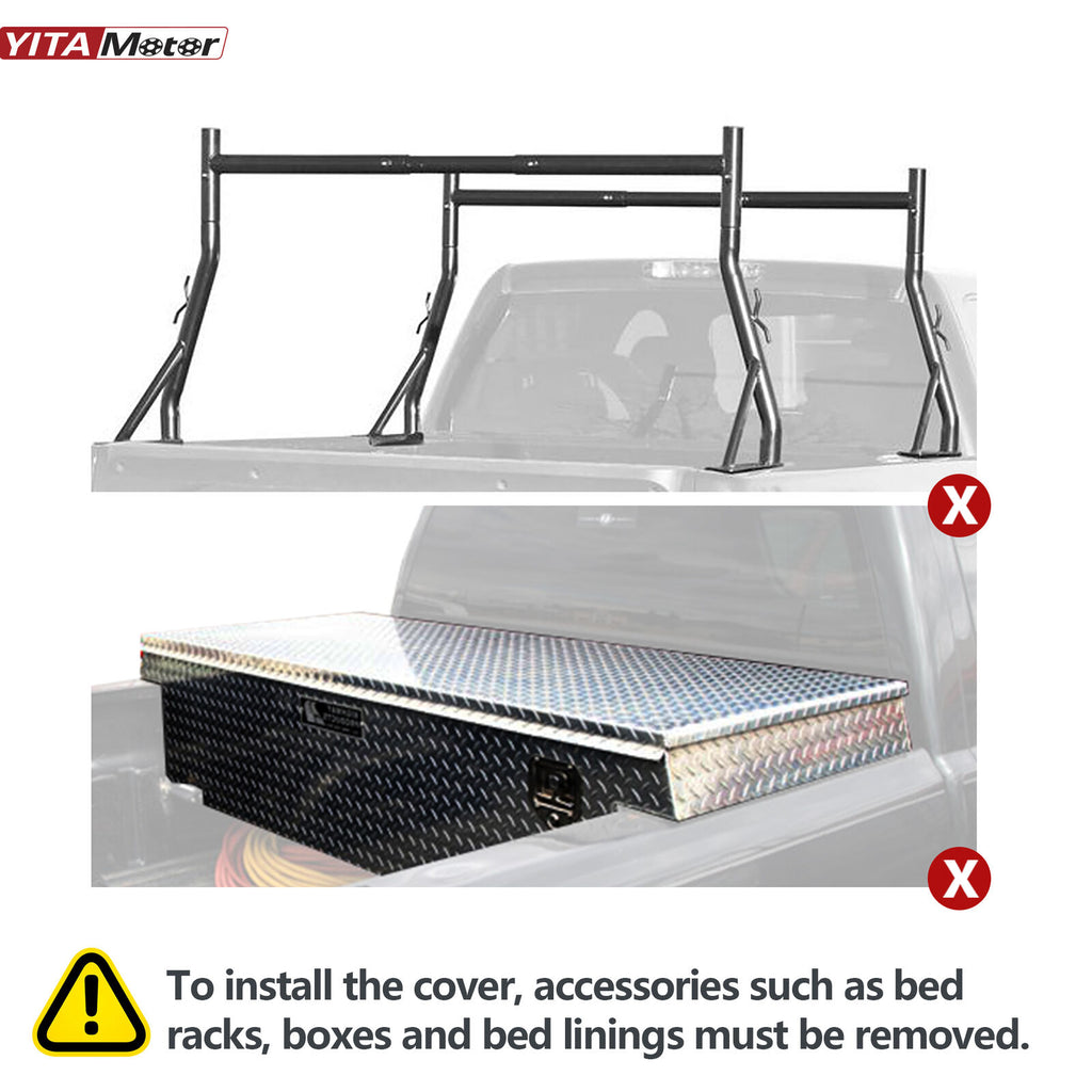 YITAMOTOR® 5.5 ft Tonneau Cover Soft 3-Fold for 2015-2024 Ford F150 Reflective Strip Style