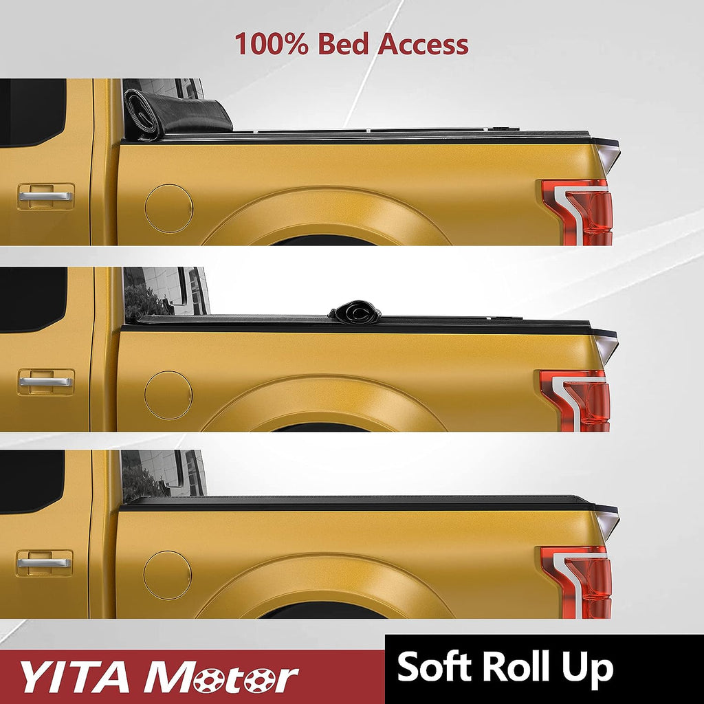 YITAMOTOR® Soft Roll Up Truck Bed Tonneau Cover Compatible with 2019-2024 Dodge Ram 1500 New Body Style 5.7 ft Bed Without Rambox