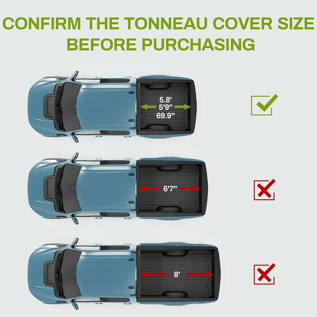 YITAMOTOR® 5.8 ft Tonneau Cover Soft Roll Up for 2019-2024 Chevrolet Silverado/GMC Sierra 1500