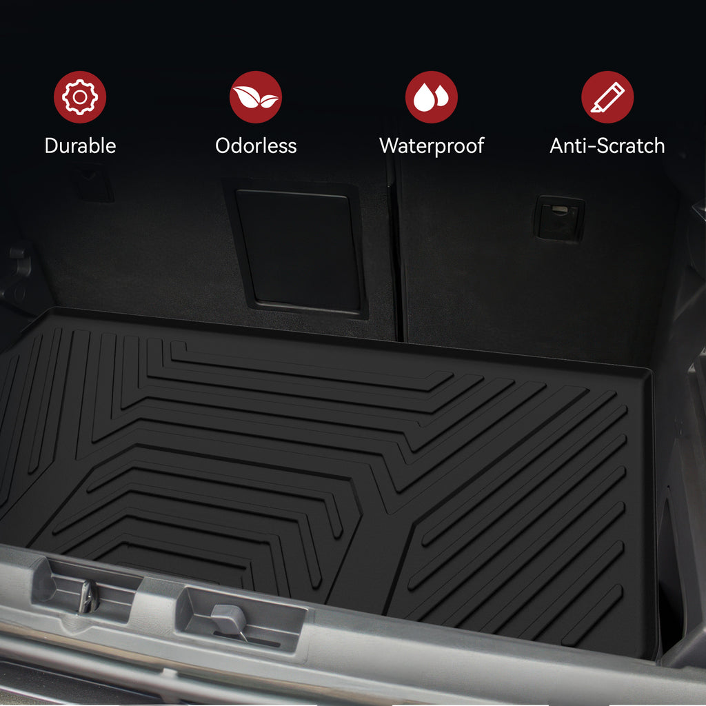 YITAMOTOR® Custom-Fit Black TPE All-Weather Cargo Mats for 2018-2023 Chevrolet Traverse, Full Trunk Liner Protection