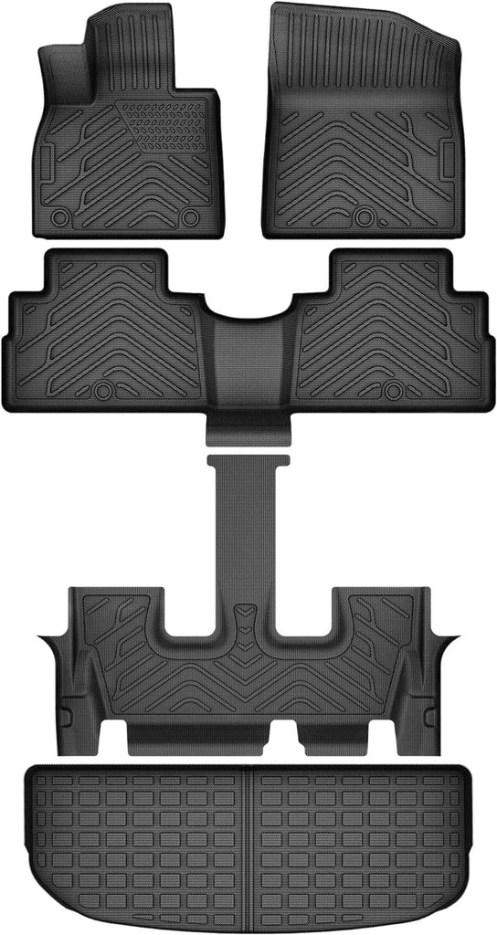 YITAMOTOR® All-Weather Floor Mats for 2020-2024 Hyundai Palisade, Custom Fit for Bucket Seats, 3-Row Mats & Cargo Liner, Black