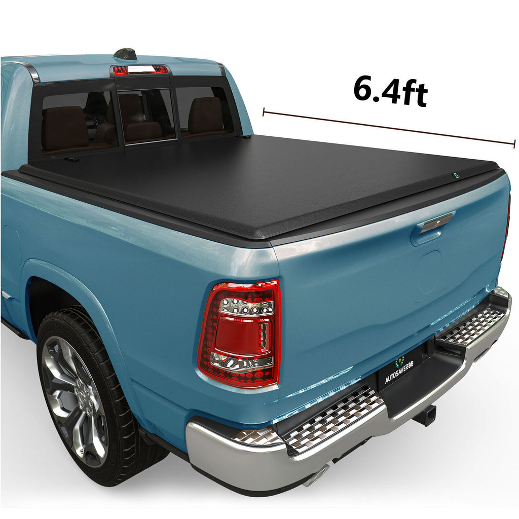 YITAMOTOR® 6.4FT Bed Soft Roll-up Tonneau Cover For 2003 - 2023 Dodge Ram 1500 2500 3500 Truck